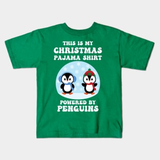 Christmas Pajama Shirt Powered by Penguins Kids T-Shirt